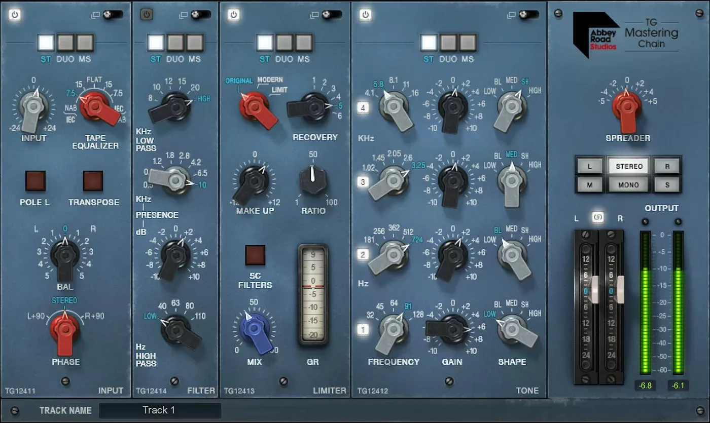 Waves Abbey Road TG Mastering Chain interfaz del plugin