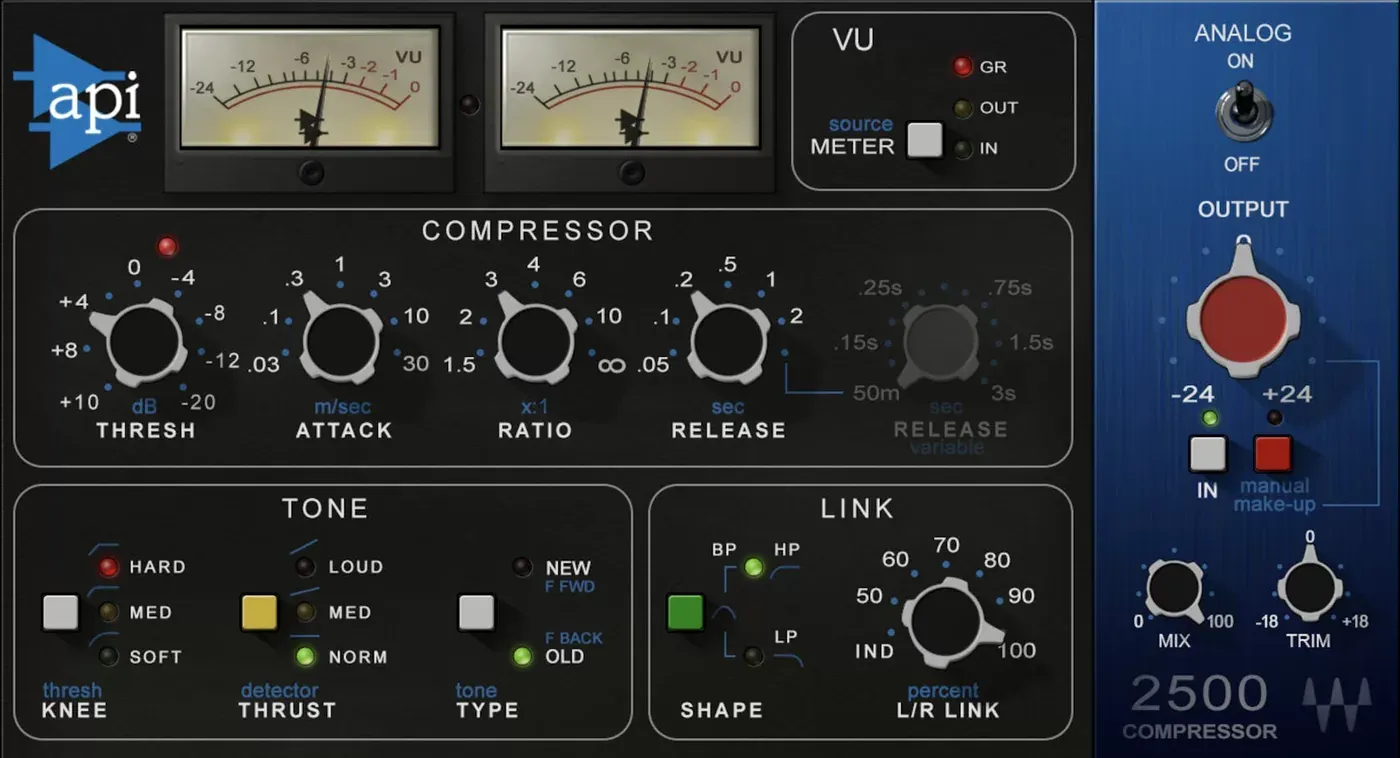 Waves API 2500 interfaz del plugin