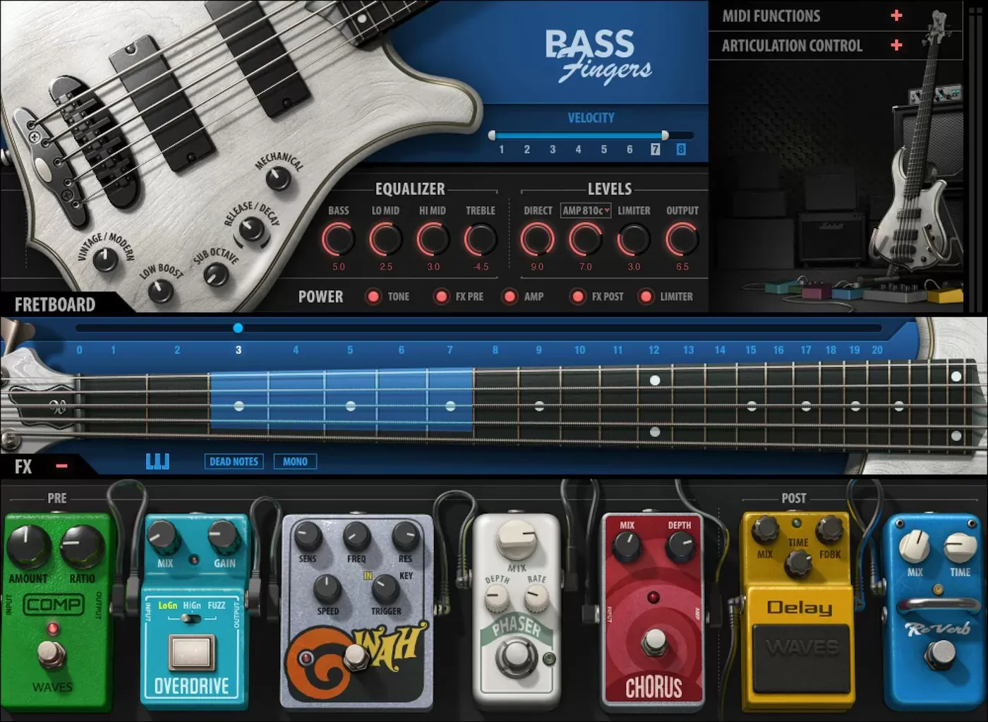 Waves Bass Fingers interfaz del plugin