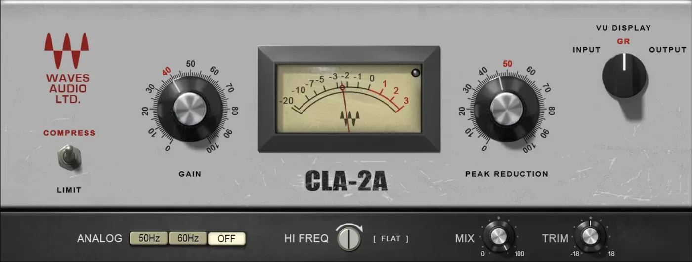 Waves CLA-2A Compressor / Limiter interfaz del plugin