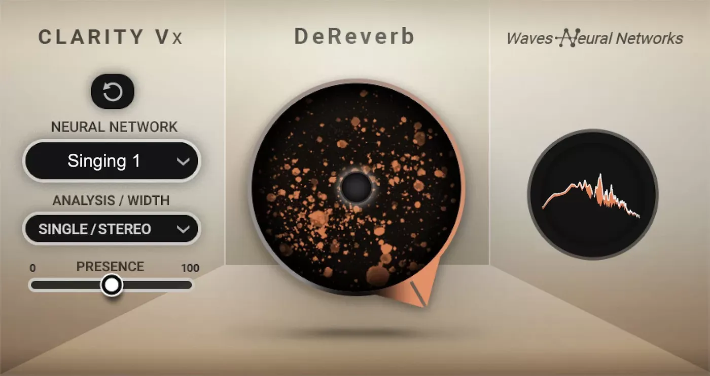 Waves Clarity Vx DeReverb interfaz del plugin