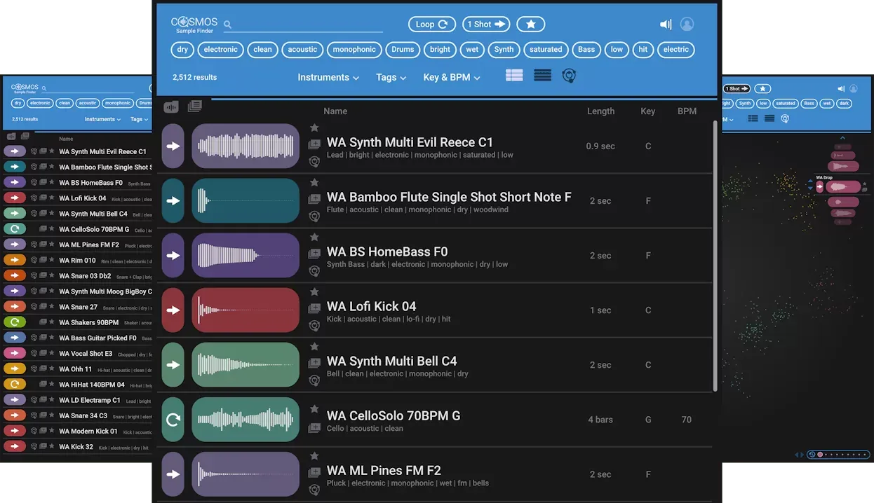 Waves COSMOS Sample Finder interfaz del plugin