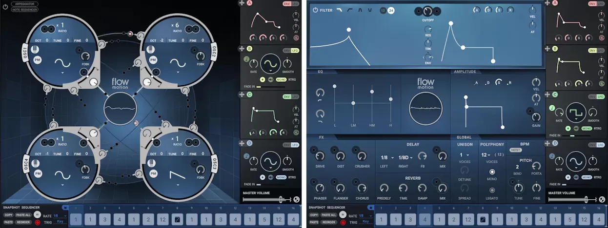 Waves Flow Motion FM Synth interfaz del plugin