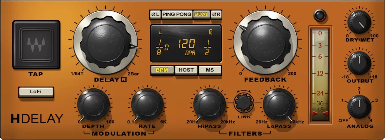 Waves H-Delay Hybrid Delay interfaz del plugin