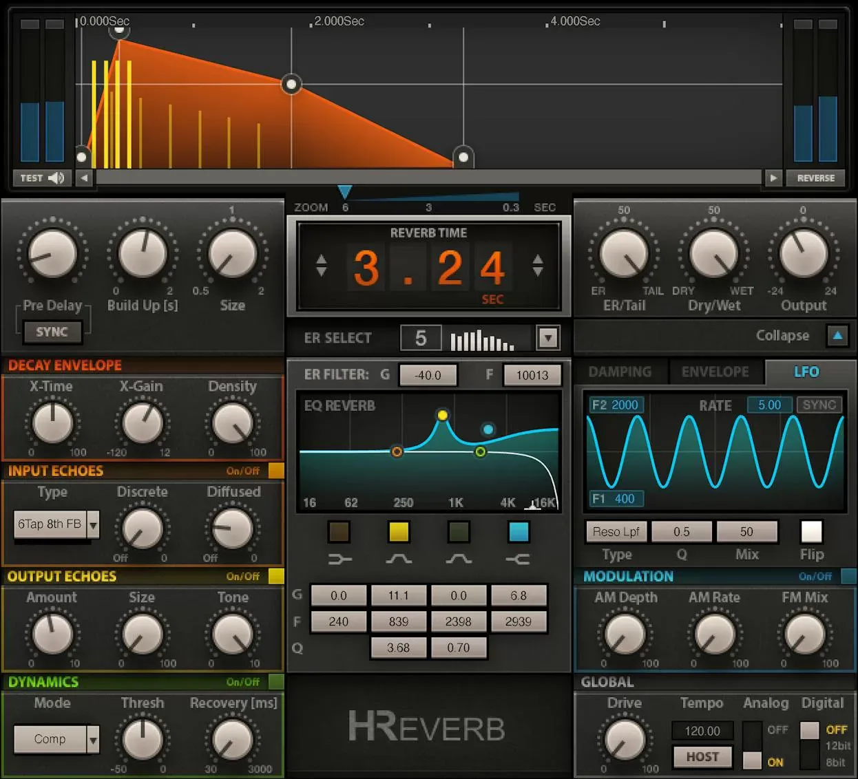 Waves H-Reverb Hybrid Reverb interfaz del plugin