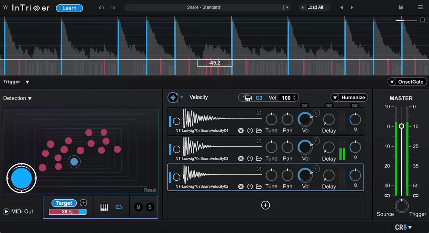 Waves InTrigger Drum Replacer interfaz del plugin