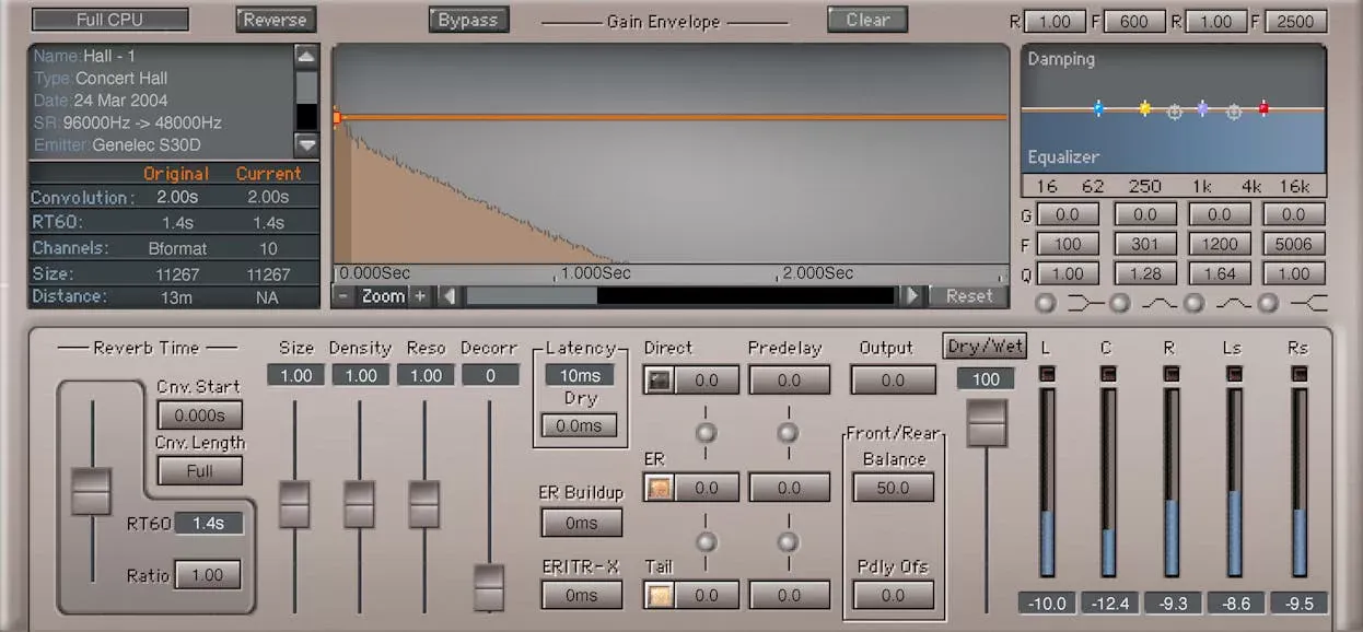 Waves IR360 Convolution Reverb interfaz del plugin