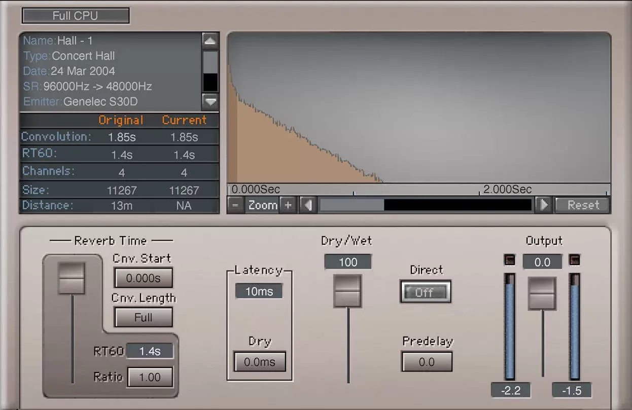 Waves IR-L Convolution Reverb interfaz del plugin