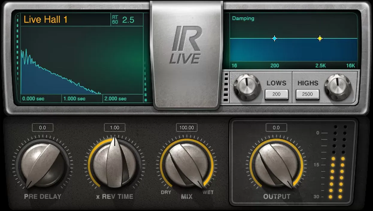 Waves IR-Live Convolution Reverb interfaz del plugin