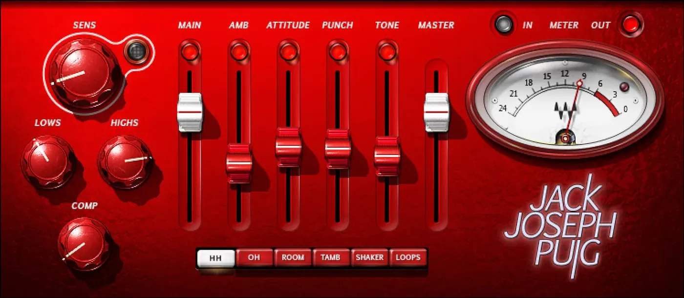 Waves JJP Cymbals & Percussion interfaz del plugin
