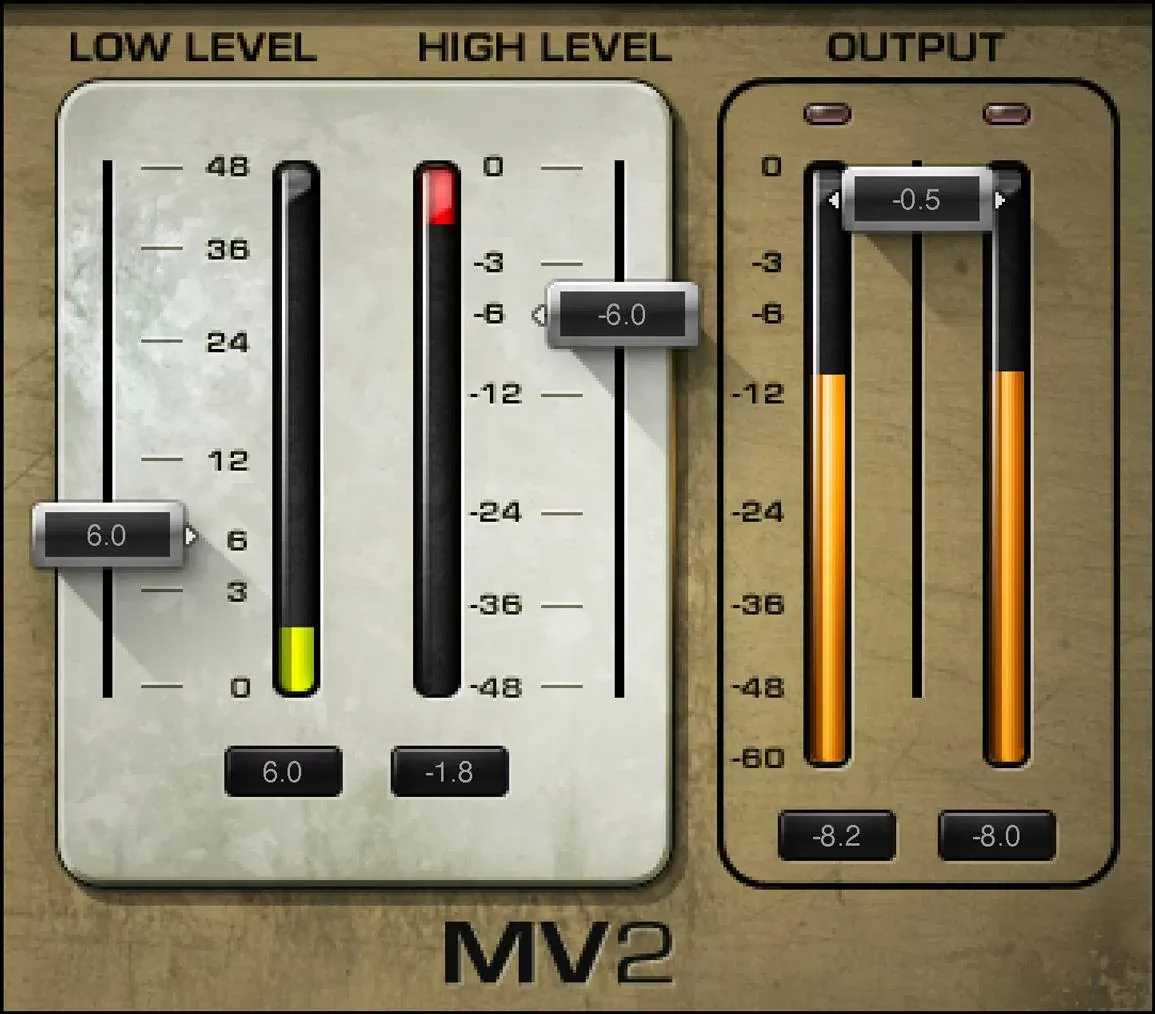 Waves MV2 interfaz del plugin
