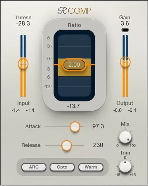 Waves Renaissance Compressor interfaz del plugin