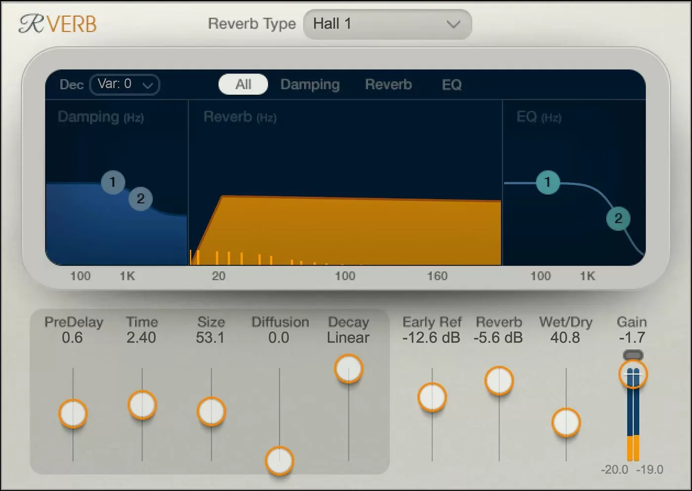 Waves Renaissance Reverb interfaz del plugin