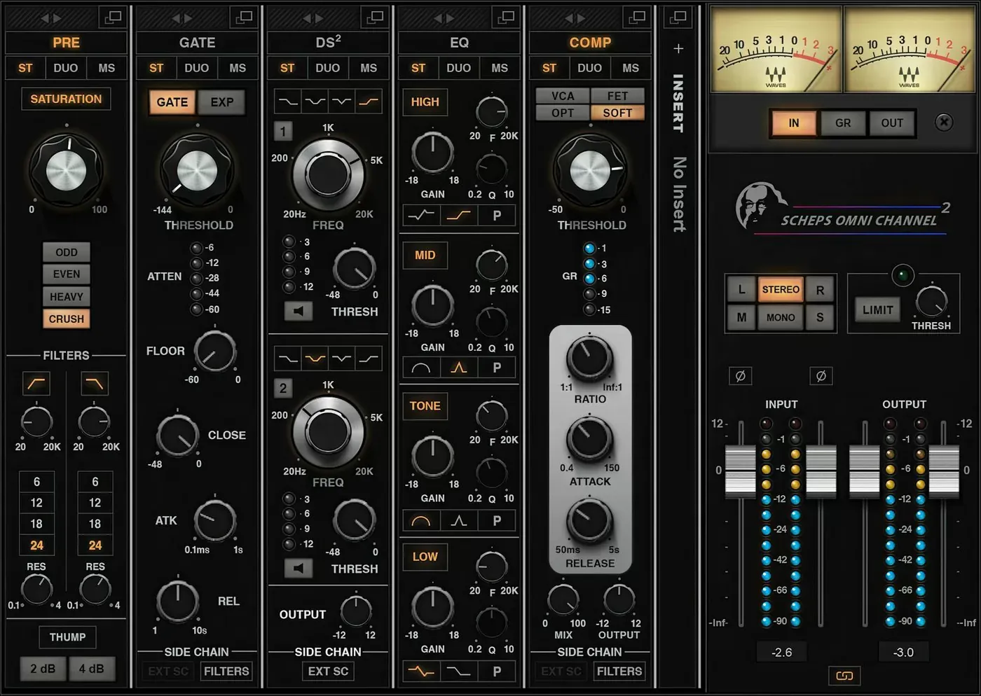 Waves Scheps Omni Channel 2 interfaz del plugin