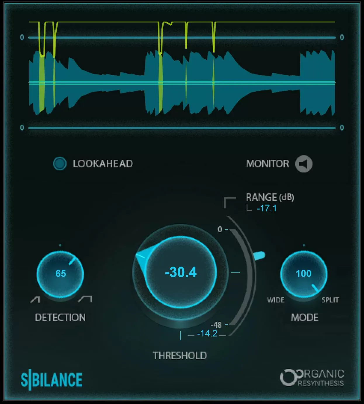 Waves Sibilance interfaz del plugin