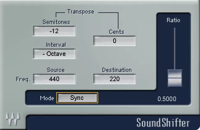 Waves SoundShifter interfaz del plugin