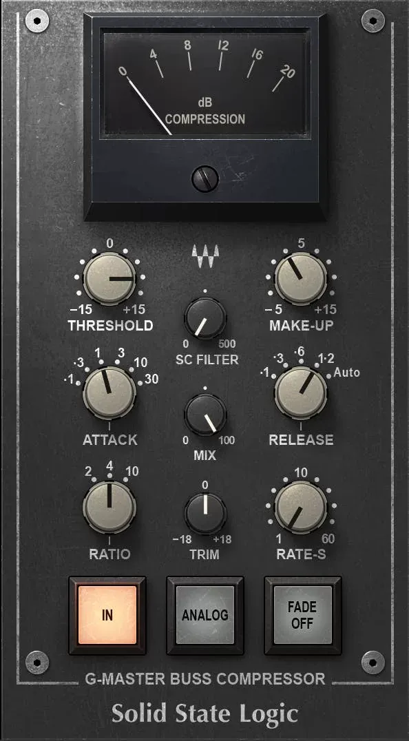 Waves SSL G-Master Buss Compressor interfaz del plugin