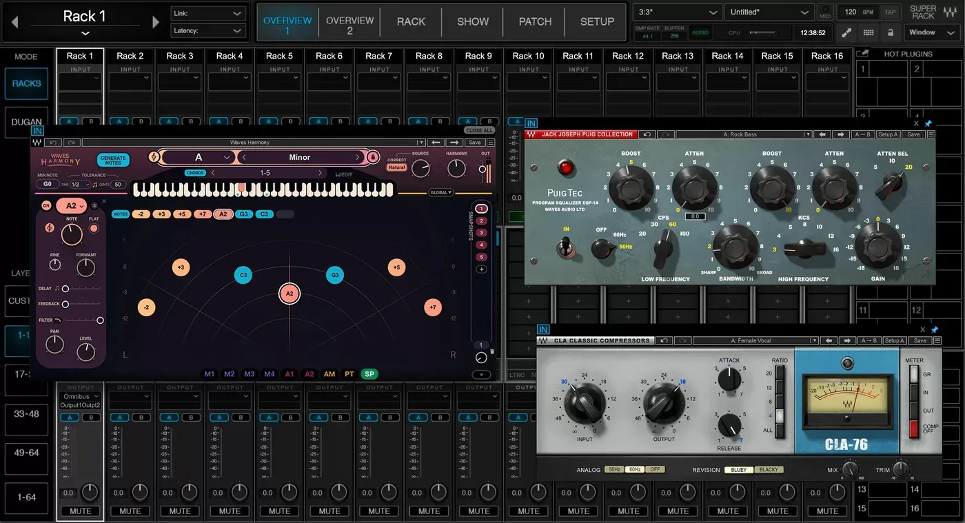 Waves SuperRack Performer interfaz del plugin