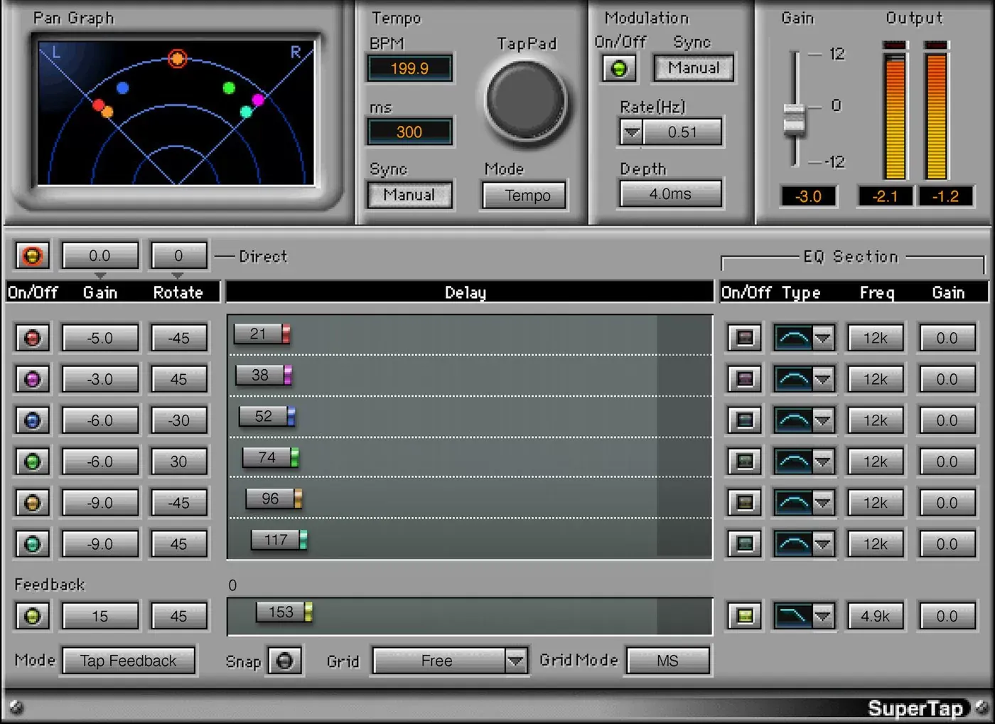 Waves SuperTap interfaz del plugin