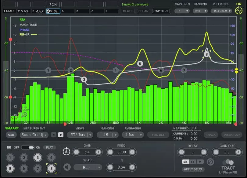 Waves TRACT System Calibration interfaz del plugin