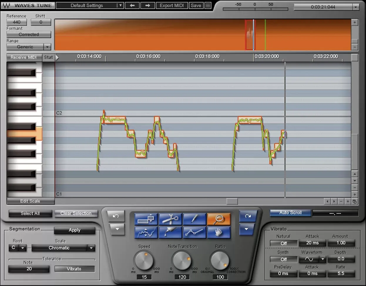 Waves Tune interfaz del plugin