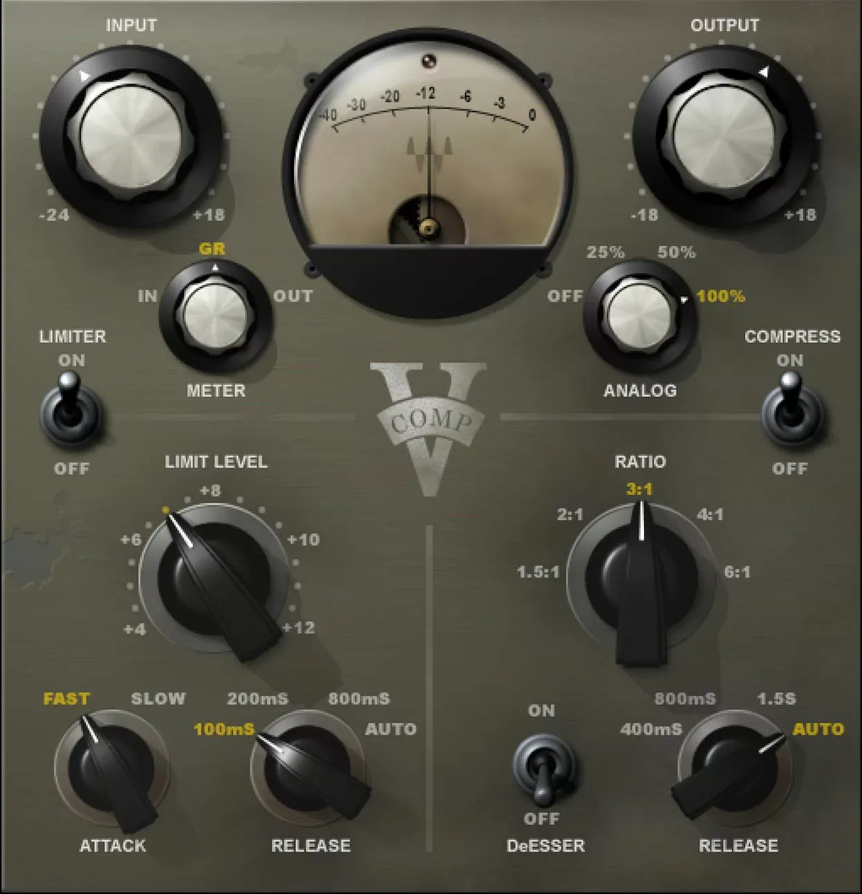 Waves V-Comp interfaz del plugin