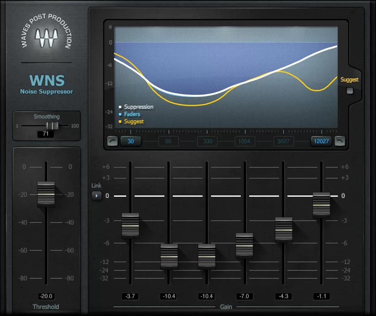Waves WNS Noise Suppressor interfaz del plugin