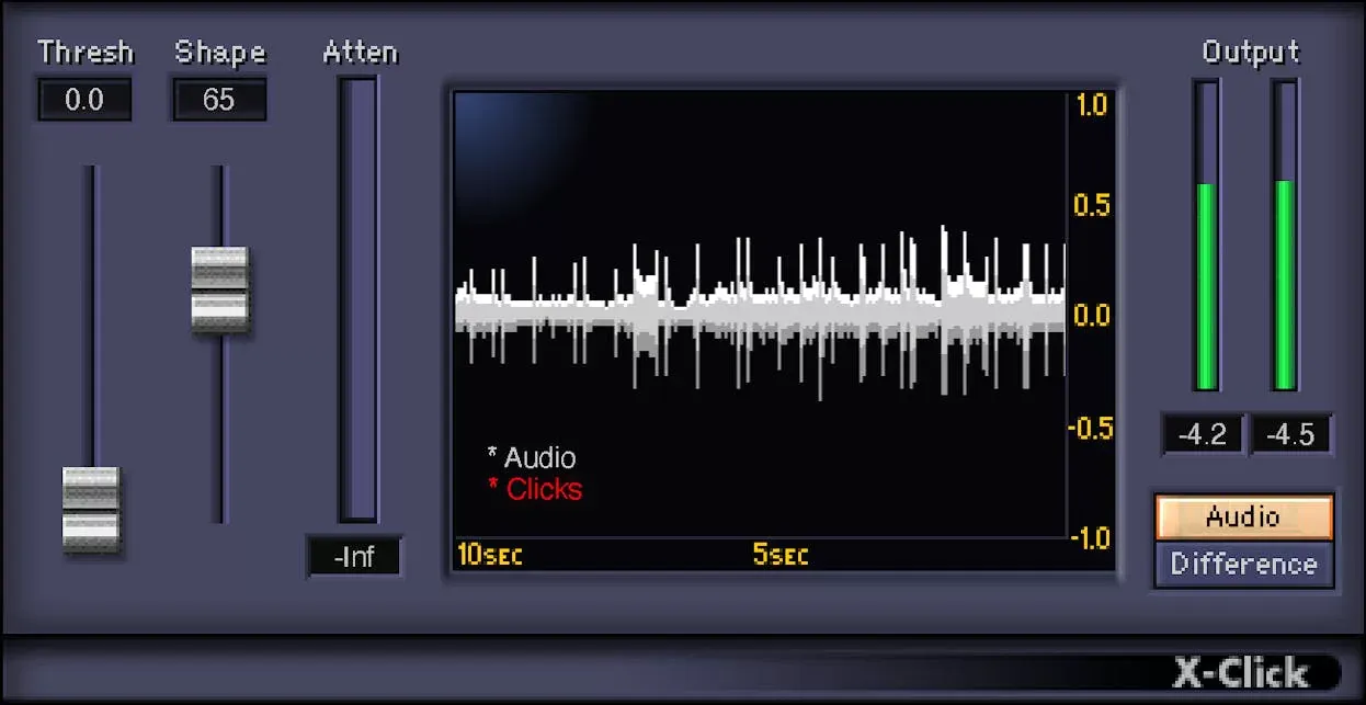 Waves X-Click interfaz del plugin