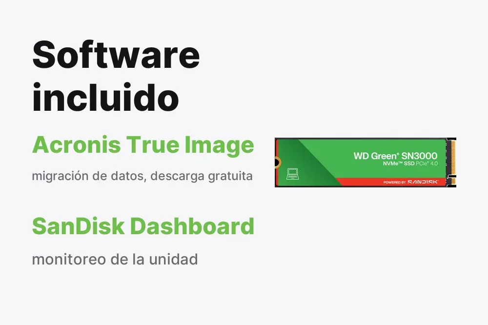 Software Acronis True Image y SanDisk Dashboard del WD Green SN3000