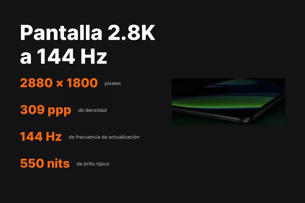 Pantalla 2.8K de 144 Hz del Xiaomi Pad 6