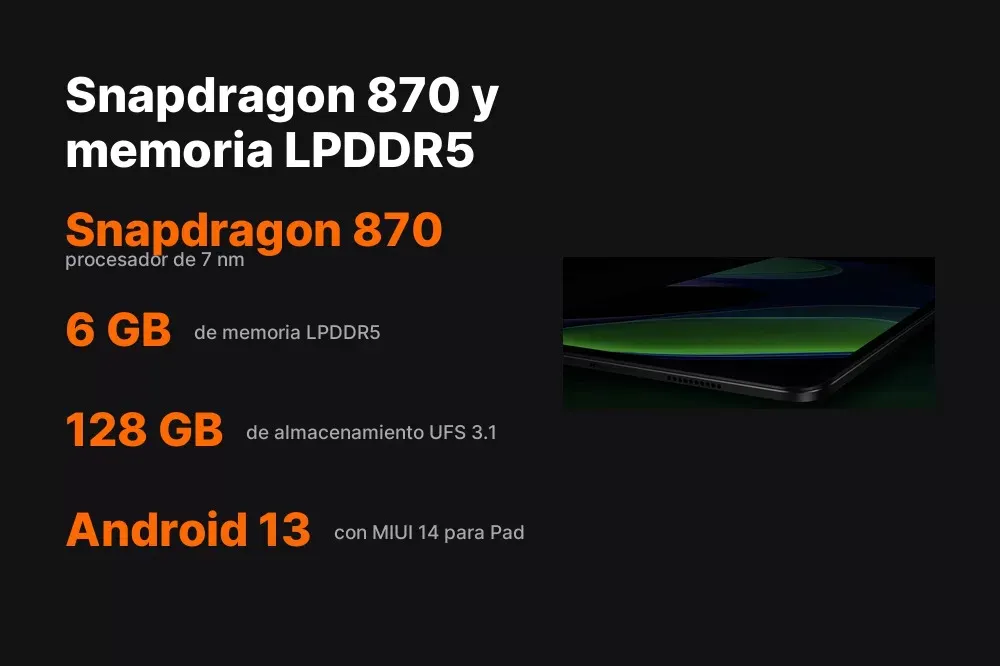 Procesador Snapdragon 870 del Xiaomi Pad 6